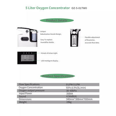 Sistem Kontrol Cerdas Rumah Sakit 5 Lpm Mesin Oksigen 5 Liter